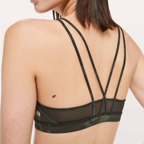 Lululemon Freely Flexed Bra in Incognito Camo Multi Gator Green/Black. Size 6 - Picture 2 of 10